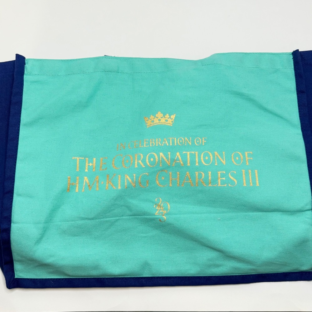 Fortnum & Mason King Charles III Coronation 2023 Tote Bag Eau de Nil Canvas F&M